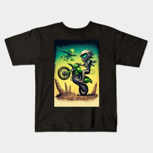 Monster Riding Dirt Bike Anime Style Kids T-Shirt